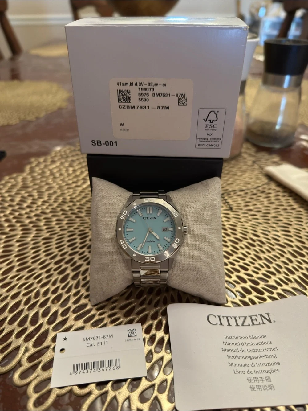 Citizen Men’s Silver Watch with Light Blue Dial